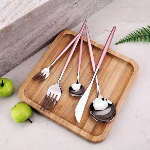 24-30Pcs/Set Tableware Mirror Stainless Steel Kitchen Utensils Cutlery Lunch Dishes Complete Dinnerware Dinner Knife Fork Spoons