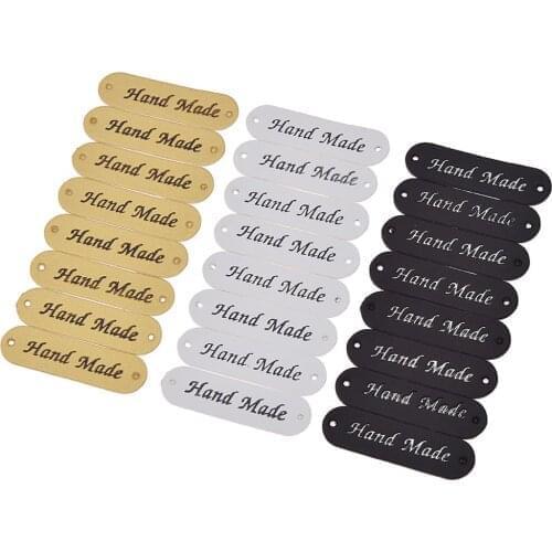 24pcs/lot handmade oval leather black and white gold three colors DIY handwork leather label for clothes bags