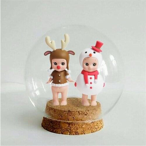 4sets/pack Diameter=10cm Small Size Cork Base Round Glass Dome Home Wedding Decoration Glass Cover Vase Friend Gift