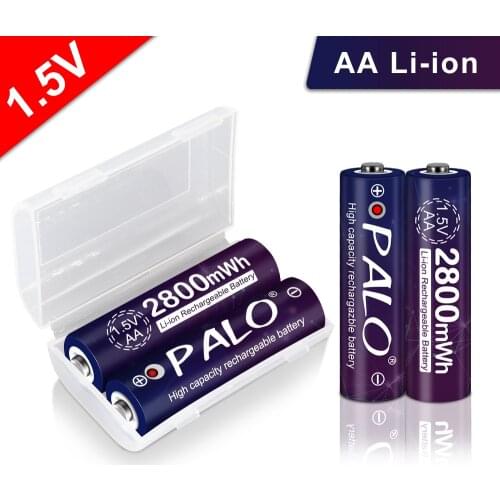 PALO Stable Voltage 1.5v aa battery lithium AA Rechargeable Battery 2800mWh aa li ion battery rechargeable for toys camera flash