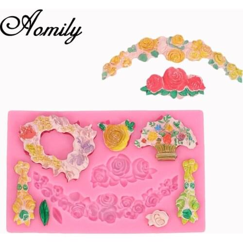 Aomily Flower Vine Relief Silicone Molds Fondant Cake Molds Sugar Craft Chocolate Moulds Tools Cake Decorating Tools Baking Tool