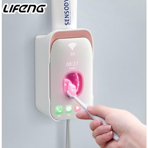 Automatic Toothpaste Dispenser Wall Mount Toothbrush Holder Lazy Toothpaste Squeezer For Toilet Home Bathroom Accessories