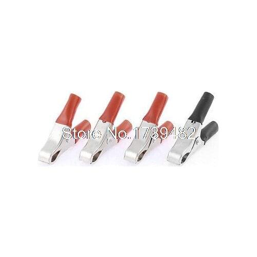 Car Battery Alligator Clip Electrical Test Clamp Connector Red Black 4 Pcs
