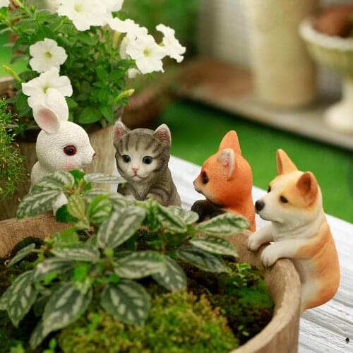 Household Cat Ornaments Flower Pot Animal Pot Hanging Garden Flower Pot Plug-in Balcony Miniature Garden Decoration Home Decor
