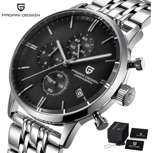 PAGANI Design Mens Quartz Watch Top Brand Luxury Wristwatches Mens Business Stainless Steel Waterproof Chronograph Japan VK63