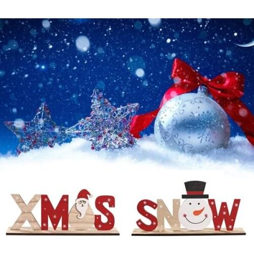 Wooden Freestanding Letters Sign Santa Claus Snowman Snowflakes Christmas Party Home Decorations Desk Xmas Table Gift