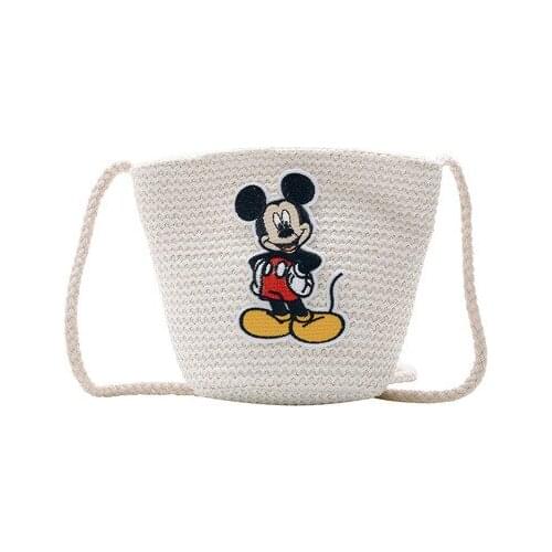 Disney childrens cartoon Mickey Mouse fashion woven shoulder bag girl coin mobile phone bag messenger bag handbag