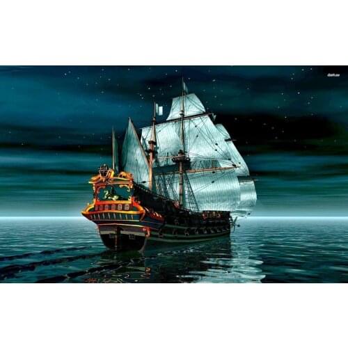Pirate Ship sea ocean night photo backdrop High quality Computer print wall photography studio background