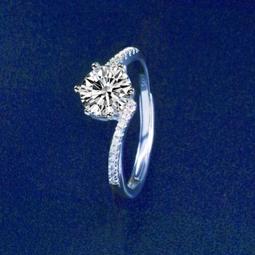 NYMPH Genuine Moissanite Diamond Ring 1.0 Carat D Color 925 Sterling Silver Romantic Ladies Wedding Anniversary Fine Jewelry