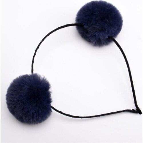 1PCS Sweet Girls Beautiful Hairband Headpieces Rabbit Ears Plush Ball Big Hair Head Hoop Hair Accessories Tiara For Children