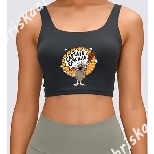 Retro Caveman Tank Top Unique Cute Basic Top Pictures Spring Crew Neck Printing Vest