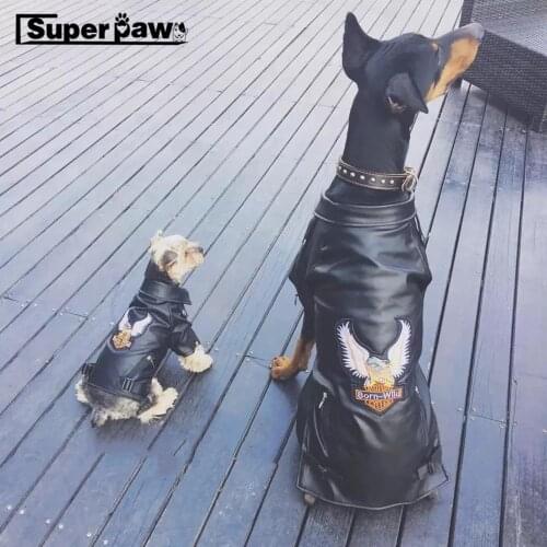 Fashion Pet Dog PU Leather Jacket Waterproof Coat For Small Medium Large Dogs Doberman Schnauzer Bulldog Hoodie Clothes SCC01