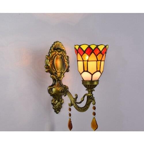 Tiffany fashion European style wall lamp Baroque Bohemia mirror light rustic bed-lighting lamps