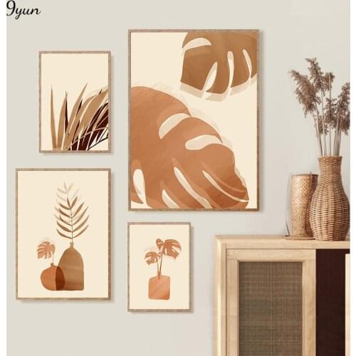 Boho Trendy Tropical Plant Poster Botanical Wall Art Prints Canvas Painting Scandinavian Style Interior Living Room Decoration