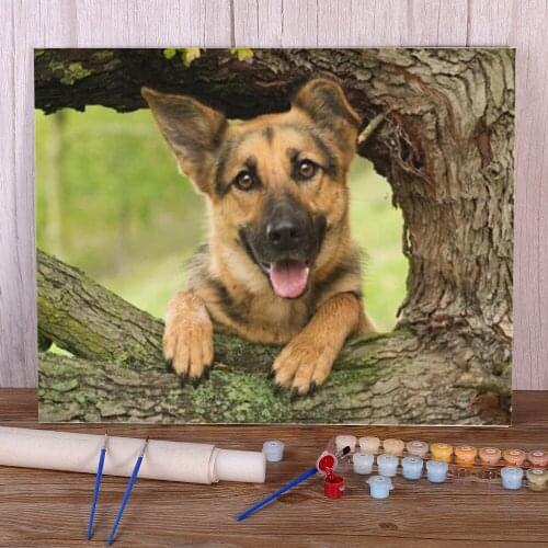 Animal German Shepherd Paint By Numbers Kit Acrylic Paints 50*70 Painting On Canvas Wall Paintings Crafts Adults Wholesale