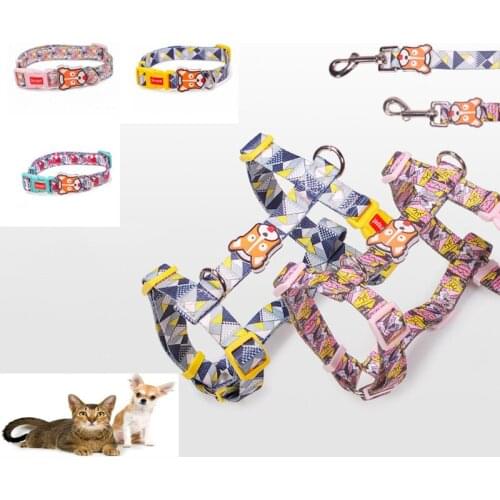 3-piece set Pet Dog Harness Leash Soft Nylon Running Walking Jogging Harness Leash with Safe Bell Bunny Cat Kitten Ferret Pets