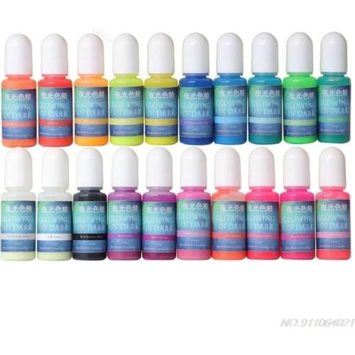 20 Colors Glowing in Dark Epoxy Resin Pigment Kit Luminous Colorant Liquid Resin Dye Jewelry Making Tools M22 21 Wholesales