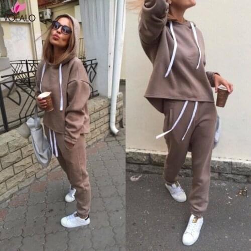 2020 New Fashion Tracksuit Long Sleeve Thicken Hooded Sweatshirts 2 Piece Set Casual Sport Suit Women Tracksuit Set