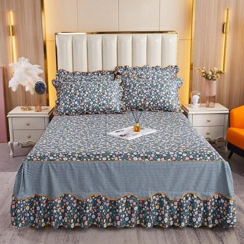 New Cotton Bed Skirt 10 color designsSmall floral Bedspread Coverlet Bed Cover Bed Sheet Pillowcases 1.5m 1.8m 2.0m bed