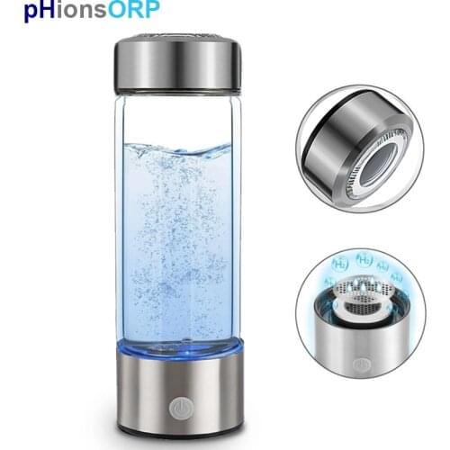 Updated Hydrogen Bottle Water Generator Portable - Glass Cup body - 3min Fast Electrolysis H2 Booster Water Ionizer Maker Flask