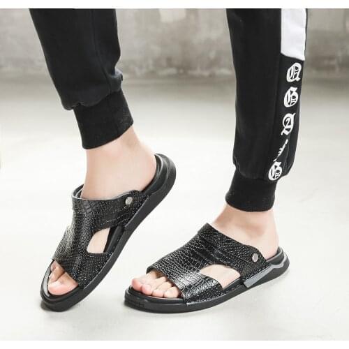 Mens Sandals Genuine Leather Men Summer Shoes Man New Casual Comfortable Sandals Outdoor beach Casual Shoes Slippers Flip-Flops