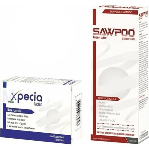 Xpecia Hair Loss Treatment Tablet for Men 60Tablets, Sawpoo Shampoo 300ml DHT BLOCKING Xpecia Hair Loss Treatment Tablet for Me