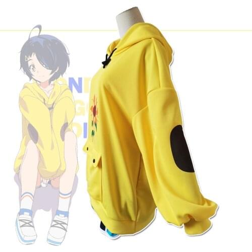WONDER EGG PRIORITY Cosplay Hoodie Aesthetic Sun Flower Pocket Pullover Vest Shorts Ohto Ai Sweatshirt Custome Outfits
