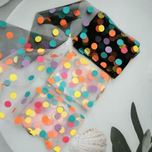 6cm 5Yards Rainbow Dot Tulle Colorful Spotted Mesh Fabric DIY Sewing Craft Hair Poms Bow Soft Glitter Gauze Ribbon Supplies