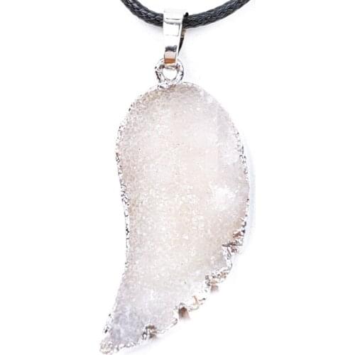 FYJS Unique Silver Plated Angel Wing Crystal Cluster Pendant Rope Chain Necklace Classic Style Jewelry