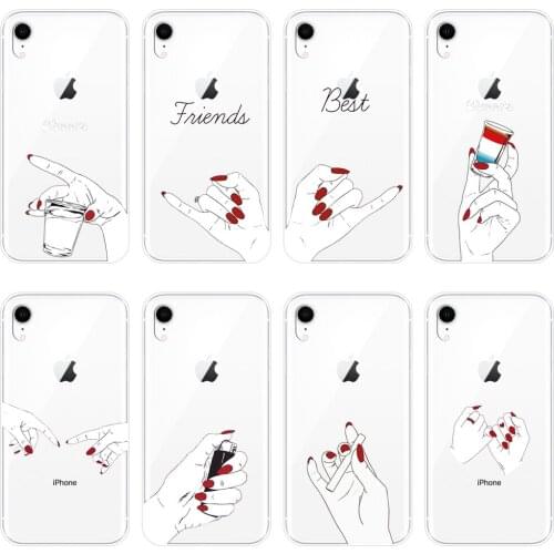 TPU Back Cover For Apple iPhone X XR XS MAX 8 7 6S 6 S Soft Silicone Best Friend Cute Case For iPhone 6 S 6S 7 8 Plus Phone Case