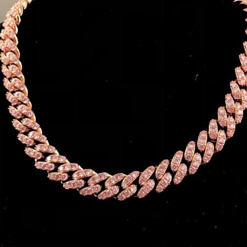 12MM Shiny pink zircon womens Necklace