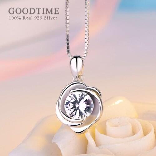 Luxury Women Pendant 925 Sterling Silver Necklace Rhinestone 3A Zirconia Necklace Silver Jewelry Anniversary For Bride Wedding