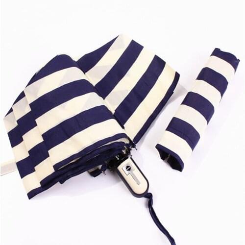 High quality Women Super Light Stripes Umbrellas outdoor Fishing casual Windproof waterproof Automatic Folding Rain Umbrella