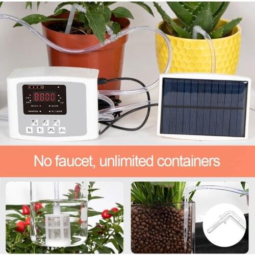 1/2 Pump Intelligent Drip Irrigation Water Pump Timer System Garden Automatic Watering Device Solar Energy Charging Potted Plant