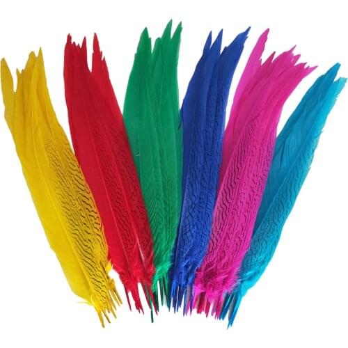 100pcs/lot Silver Pheasant Tail Feathers DIY Wedding Decorations 40-60CM Lady Amherst White Silver Chicken Feather Plume