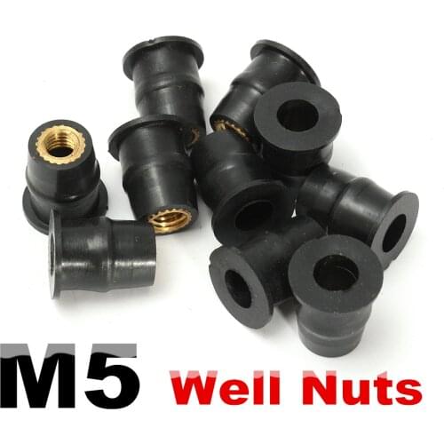 10x M5 5mm Metric Rubber Well Nuts Windscreen Windshield Fairing Cowl for Honda for Suzuki