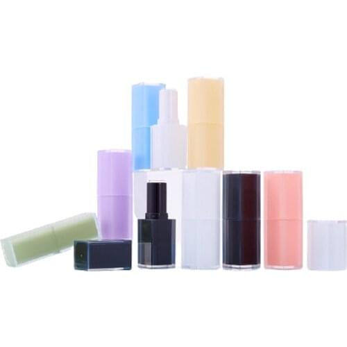 12.1mm Square Clear White Lipstick Container New Empty Plastic Black Lip Balm Tube Cosmetic Packaging Refillable Bottle 20/50pcs