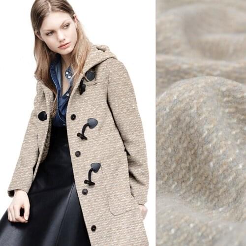 150CM Wide 760G/M Weight Beige Knitted Wool Polyester Fabric for Winter Jacket Overcoat Dress J125