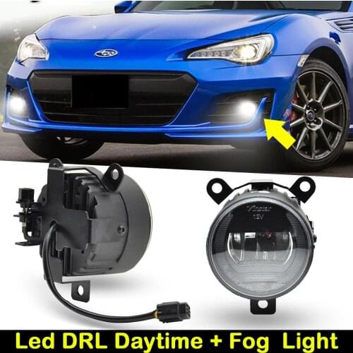 2Pcs For Toyota GT86 Subaru BRZ 2017-up Car Front High Brightness White LED DRL Daytime Running Light And Driving Fog Lamp