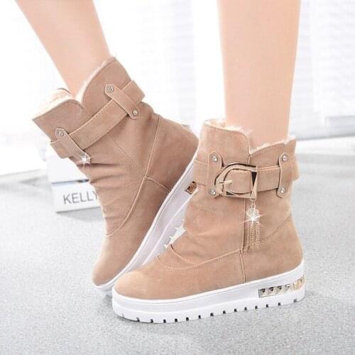 2020 Winter Boots Casual Martin Boots Womens Plus Cotton Warm Boots Childrens Belt Buckle Plus Size 41 Womens Boots