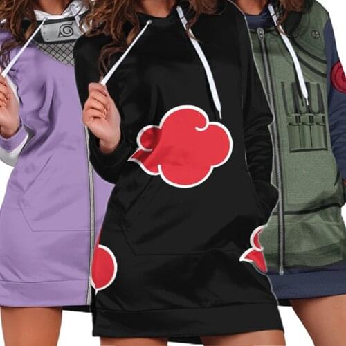 2021 Sex Meisjes Jurk Hoodies Naruto Akatsuki Hatake Kakashi Cosplay Kostuum Anime Trui Pyjama Sweatshirt