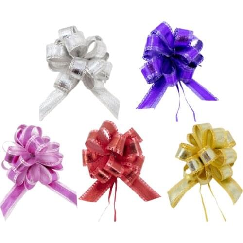 5 Pcs Pull Bows Gift Ribbon Gift Wrap Bunting Ribbon Pull Strings for Christmas Wedding Party Birthday (Mixed Color)