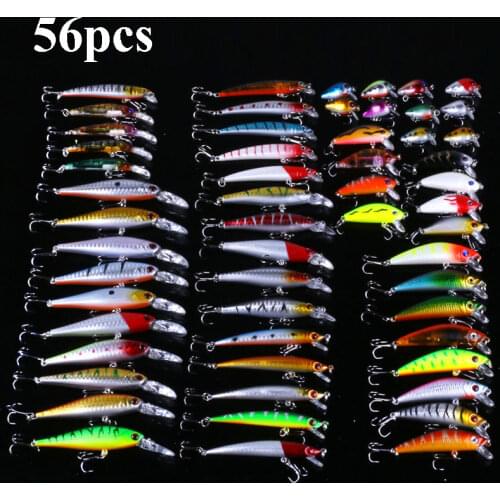 Fishing bait set Winter fishing 56pcs/pack Crankbaits Swimbait Minnow Hard Baits Spiners Carp Artificial Fishing Tackle hot
