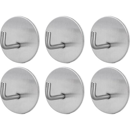 6Pc Self-Adhesive Towel Hooks Without Drilling Stainless Steel Wall Hooks Towel Holder Door Hooks For Home, Kitchen