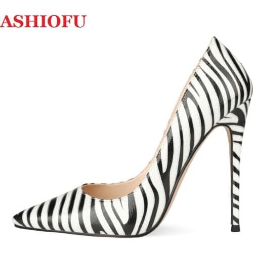 ASHIOFU Hot Sale Handmade Ladies 12cm High Heel Pumps Party Prom Slip-on Shoes Pointed Evening Club Fashion Pumps Court Shoes