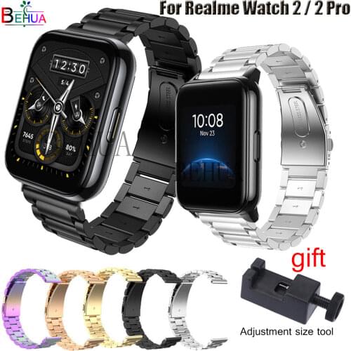 BEHUA Stainless Steel Watchband For Realme Watch 2 pro Smart Watch Wristband Bracelet For Realme Watch S Strap Replacement Metal
