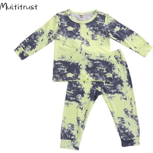 Baby Spring Autumn Clothings Sets Toddler Infant Baby Boys Girls Tie Dye Long Sleeve Tops+Pants Kids Girl Tracksuits Outfits