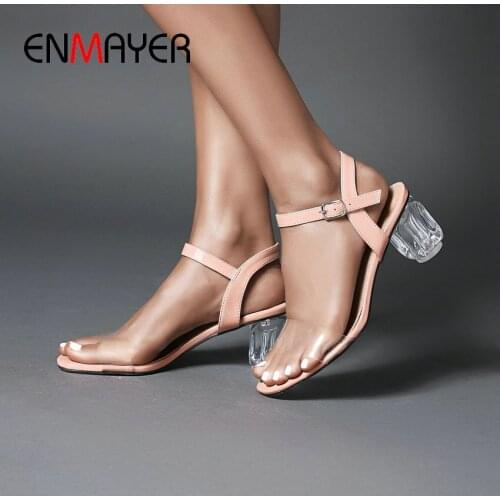 ENMAYER Gladiator Clear Shoes Women Sandals 2020 Luxury Shoes Women Designers Thin Heels Zipper Women Shoes Jelly Shoes
