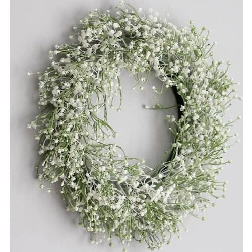 Artificial Babysbreath Wreath Garland For Wedding Decoration Home Party DIY Wall Hanging Front Door Decoration 40cm