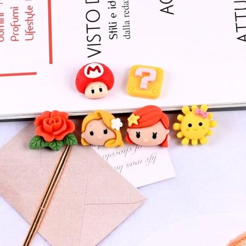 20Pcs/lot Cartoon Mini Girl Mario Flat back Resin Cabochons for Jewelry Making Hair Bows Accessories DIY Scrapbooking Decoration